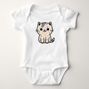 Cute floral kitty baby bodysuit