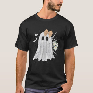 Cute Floral Lace Ghost Coquette Bow Girly Funny Ha T-Shirt