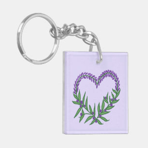 Cute Floral Lavender Heart Key Ring