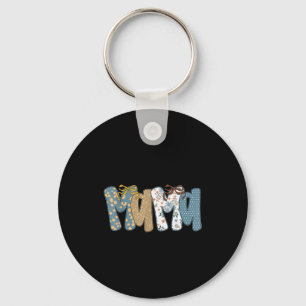 Cute Floral Leopard Coquette Fall Promoted To Mama Key Ring