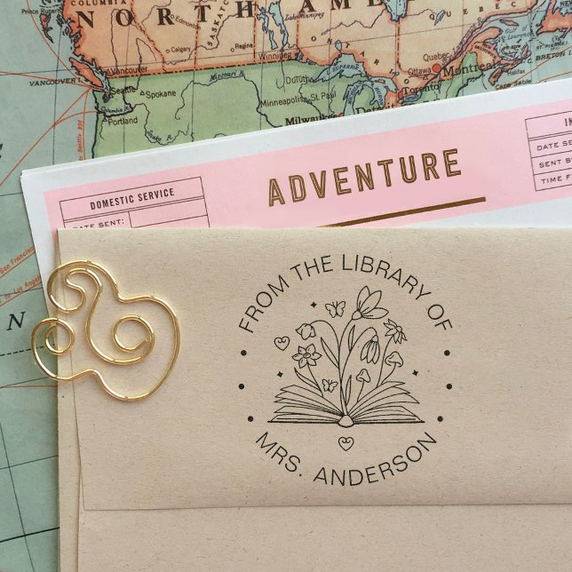 Cute Floral Library Floral Grow your Mind Teacher Self-inking Stamp (Creator Uploaded)