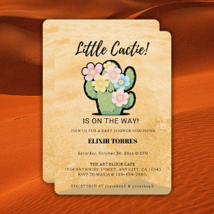 Cute Floral Little Cuctie Kawaii Baby Shower Invitation