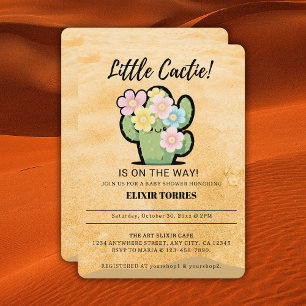 Cute Floral Little Cuctie Kawaii Baby Shower Invitation