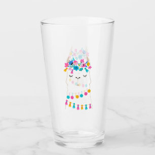 Cute Floral Llama Glass