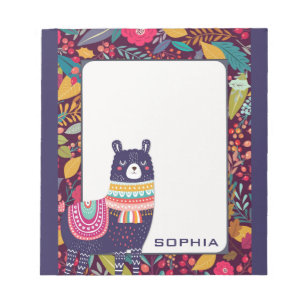 Cute Floral Llama Notepad