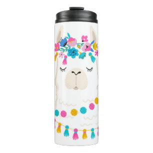 Cute Floral Llama Thermal Tumbler