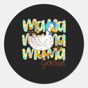 Cute Floral Mama Goose Coquette Mother's Day Silly Classic Round Sticker