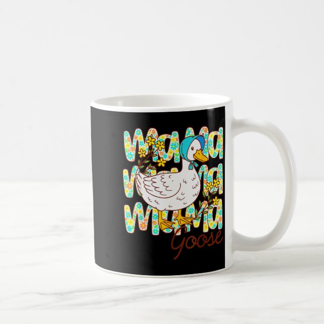Cute Floral Mama Goose Coquette Mother's Day Silly Coffee Mug (Right)