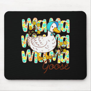 Cute Floral Mama Goose Coquette Mother's Day Silly Mouse Mat