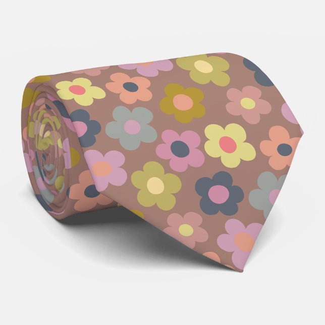 Cute Floral Meadow Pattern Neck Tie (Rolled)