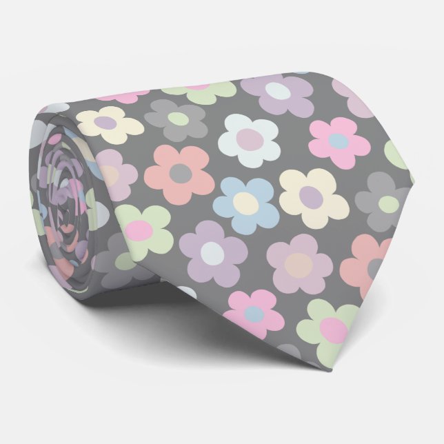 Cute Floral Meadow Pattern Neck Tie (Rolled)