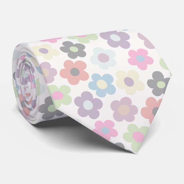 Cute Floral Meadow Pattern Neck Tie (Rolled)
