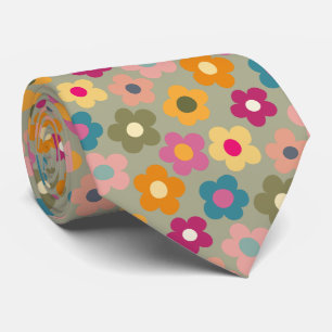 Cute Floral Meadow Pattern Neck Tie