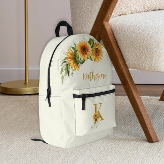 Cute floral monogram name personalised printed backpack
