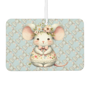 Cute Floral Mouse Dress Flower Crown Car Air Freshener