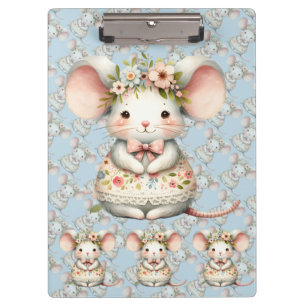 Cute Floral Mouse Dress Flower Crown Clipboard