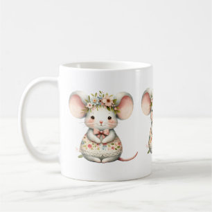 Cute Floral Mouse Dress Flower Crown Coffee Mug