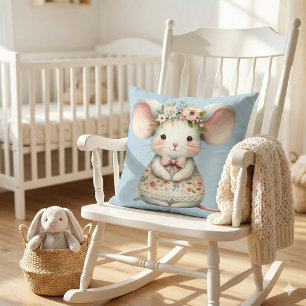 Cute Floral Mouse Dress Flower Crown Cushion
