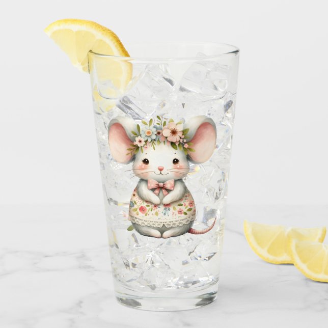 Cute Floral Mouse Dress Flower Crown Glass (Front Ice)