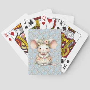 Cute Floral Mouse Dress Flower Crown Playing Cards