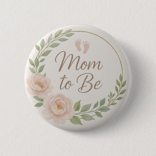 Cute Floral Mum to Be  Button (Front)