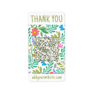 Cute Floral Nature Thank You For Your Purchase Label