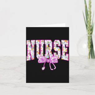 Cute Floral Nk Nurse Coquette Bow Stethoscope Nurs Card