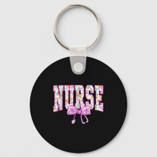 Cute Floral Nk Nurse Coquette Bow Stethoscope Nurs Key Ring
