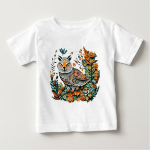 Cute floral owl bird Baby T-Shirt
