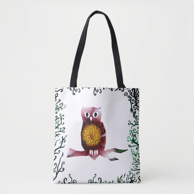 Cute Floral Owl Tote (Front)