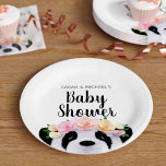 Cute Floral Panda Bear Baby Shower Paper Plates<br><div class="desc">A cute panda bear with flowers in her hair. Just add the parent to be names. Perfect for Baby Showers or Gender Reveals.</div>