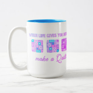 Cute & Floral Patchwork Pattern in Pastel Colours Two-Tone Coffee Mug