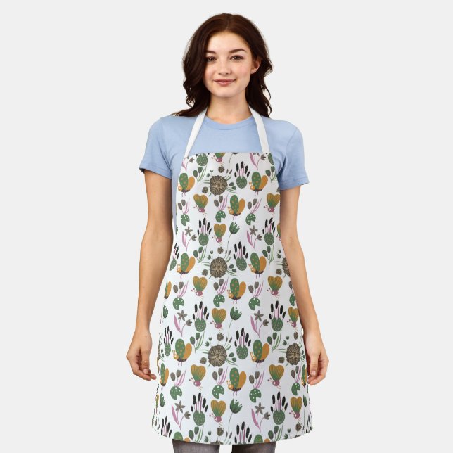 Cute Floral Pattern Apron (Worn)