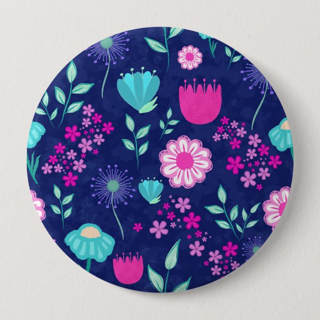 Cute floral pattern background 10 cm round badge (Front)
