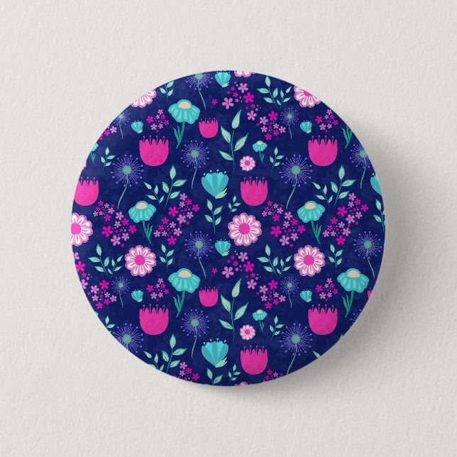 Cute floral pattern background 6 cm round badge (Front)