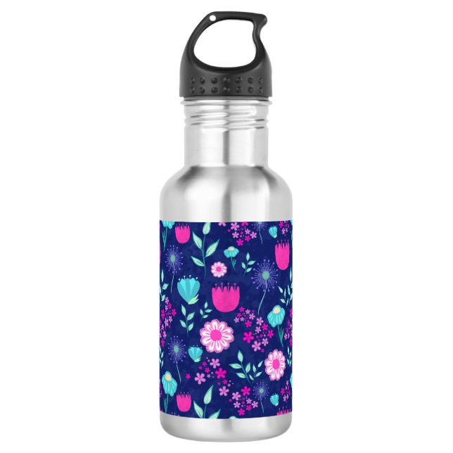 Cute floral pattern background 710 ml water bottle (Front)