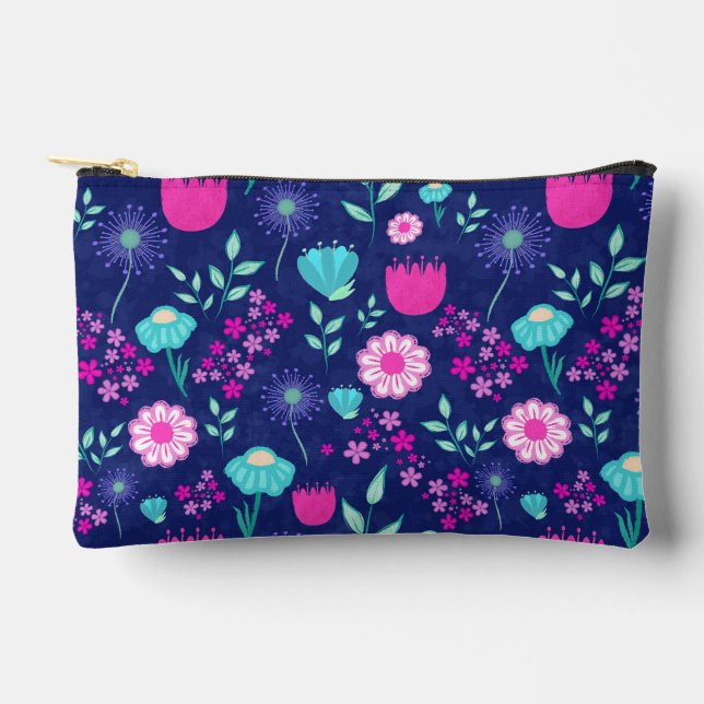 Cute floral pattern background accessory pouch (Front)