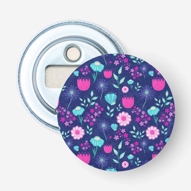 Cute floral pattern background bottle opener (Front)