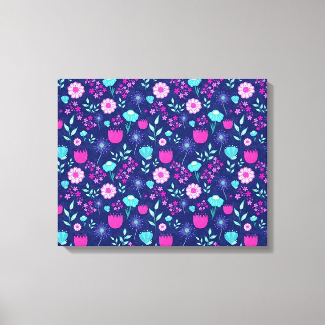 Cute floral pattern background canvas print (Front)