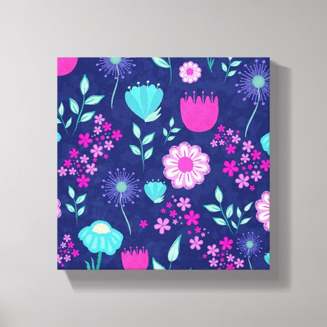 Cute floral pattern background canvas print (Front)
