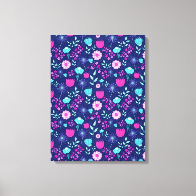Cute floral pattern background canvas print (Front)