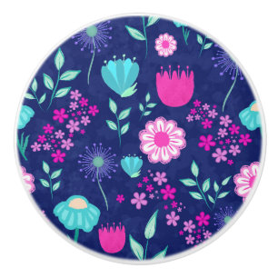 Cute floral pattern background ceramic knob