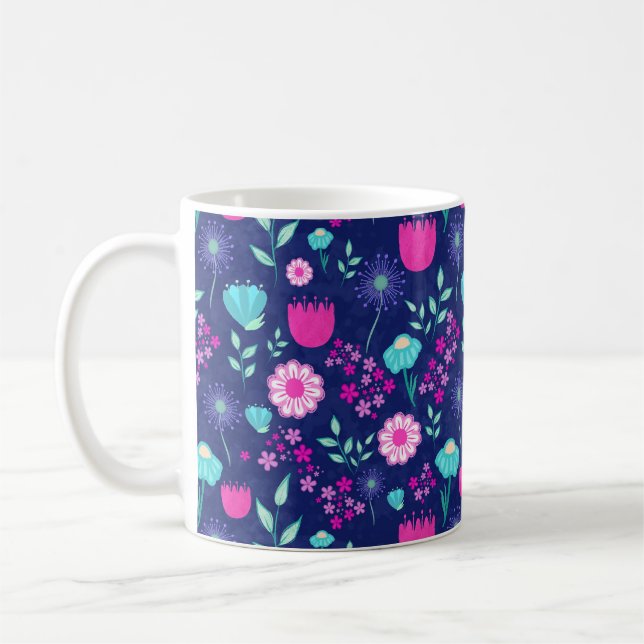 Cute floral pattern background coffee mug (Left)
