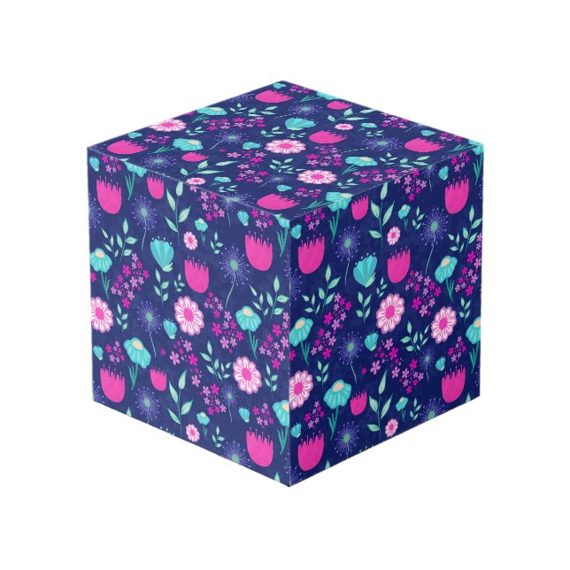 Cute floral pattern background cube (Front Angled)