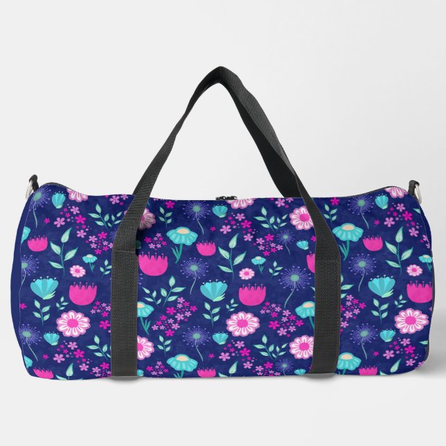 Cute floral pattern background duffle bag (Front)