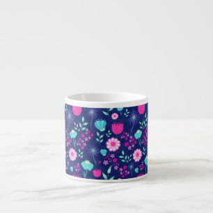 Cute floral pattern background espresso cup