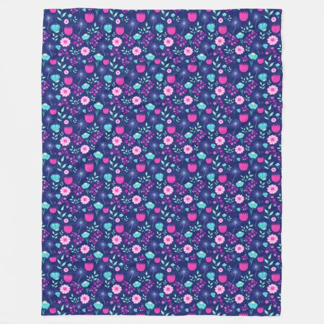 Cute floral pattern background fleece blanket (Front)