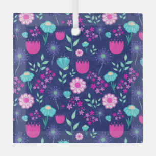 Cute floral pattern background glass tree decoration