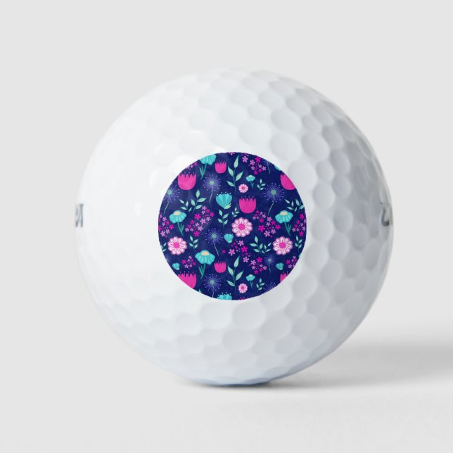 Cute floral pattern background golf balls (Front)