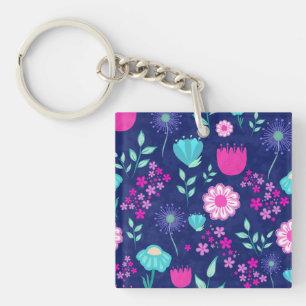 Cute floral pattern background key ring